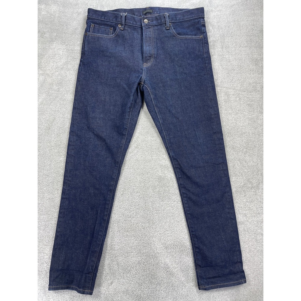 Uniqlo Kaihara Selvedge Jeans Men 36x32 Blue Redline Slim Straight Stretch Denim